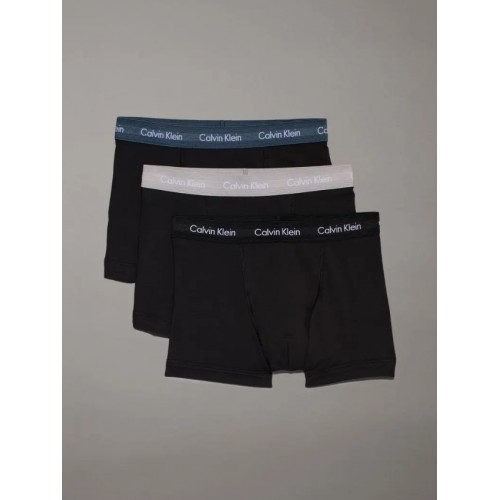 Calvin Klein ανδρικά βαμβακερά 3pack boxers με χρώμα στο λάστιχο,κανονική γραμμή,95%cotton 5%elastane U2664G QRV